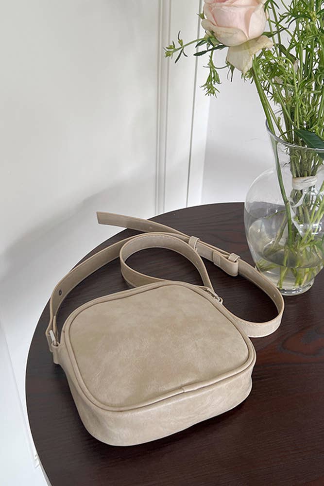 Square PU Crossbody Bag / Beige